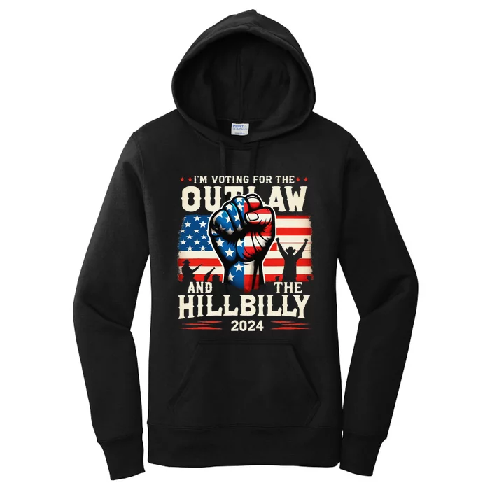 IM Voting For The Outlaw And The Hillbilly 2024 Us Flag Women's Pullover Hoodie