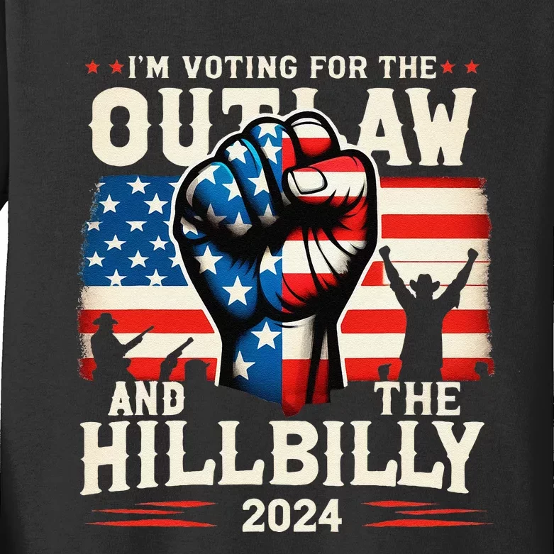 IM Voting For The Outlaw And The Hillbilly 2024 Us Flag Kids Long Sleeve Shirt