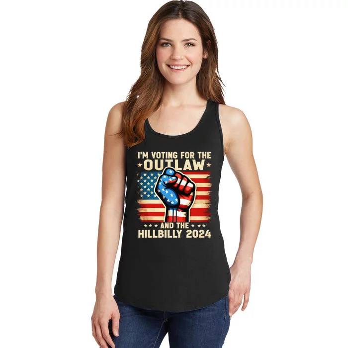 Im Voting For The Outlaw And The Hillbilly 2024 Us Flag Ladies Essential Tank