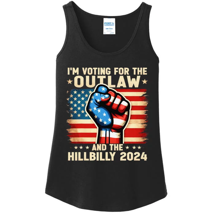 Im Voting For The Outlaw And The Hillbilly 2024 Us Flag Ladies Essential Tank