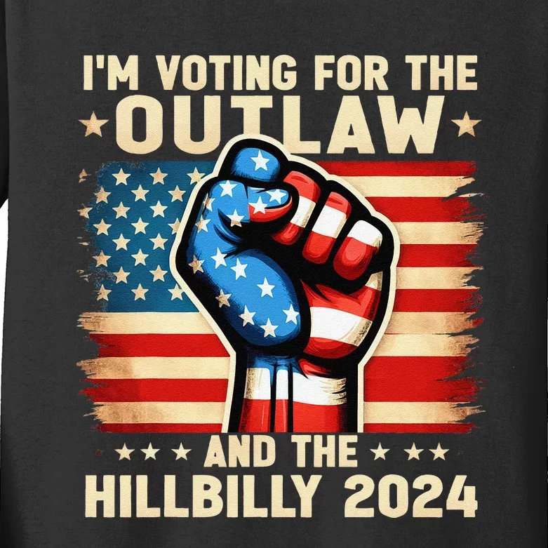 Im Voting For The Outlaw And The Hillbilly 2024 Us Flag Kids Long Sleeve Shirt