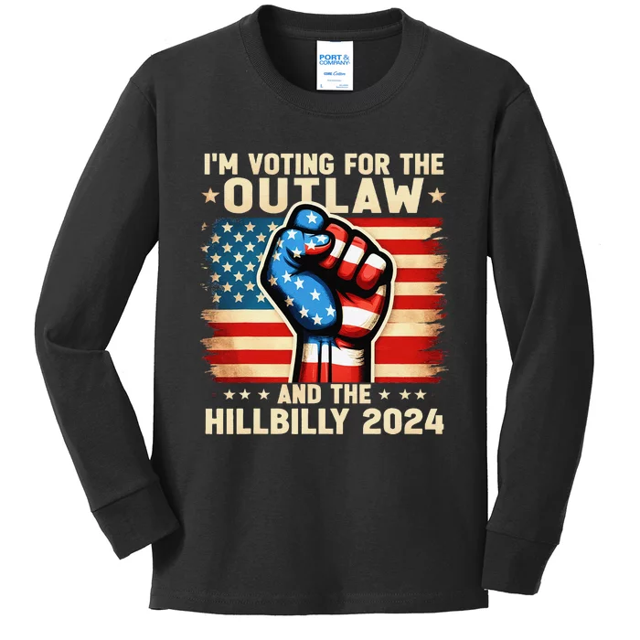 Im Voting For The Outlaw And The Hillbilly 2024 Us Flag Kids Long Sleeve Shirt