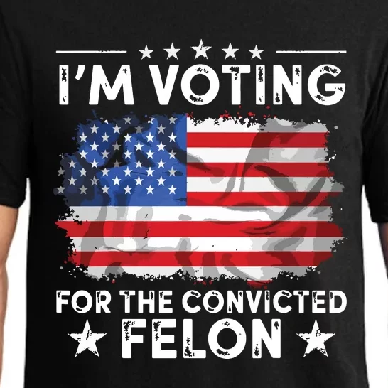 Im Voting For The Convicted Felon Funny Retro American Flag Pajama Set