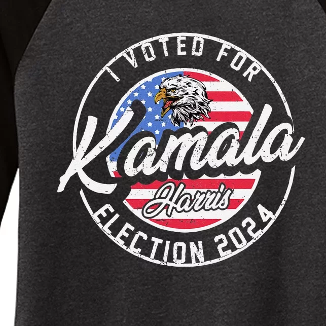 I Voted For Kamala Harris 2024 Support IM With Her Democrat Women's Tri-Blend 3/4-Sleeve Raglan Shirt