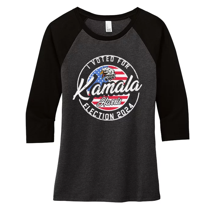 I Voted For Kamala Harris 2024 Support IM With Her Democrat Women's Tri-Blend 3/4-Sleeve Raglan Shirt