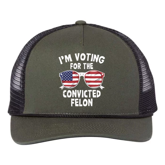 IM Voting For The Convicted Felon Funny Pro Trump 2024 Gift Retro Rope Trucker Hat Cap