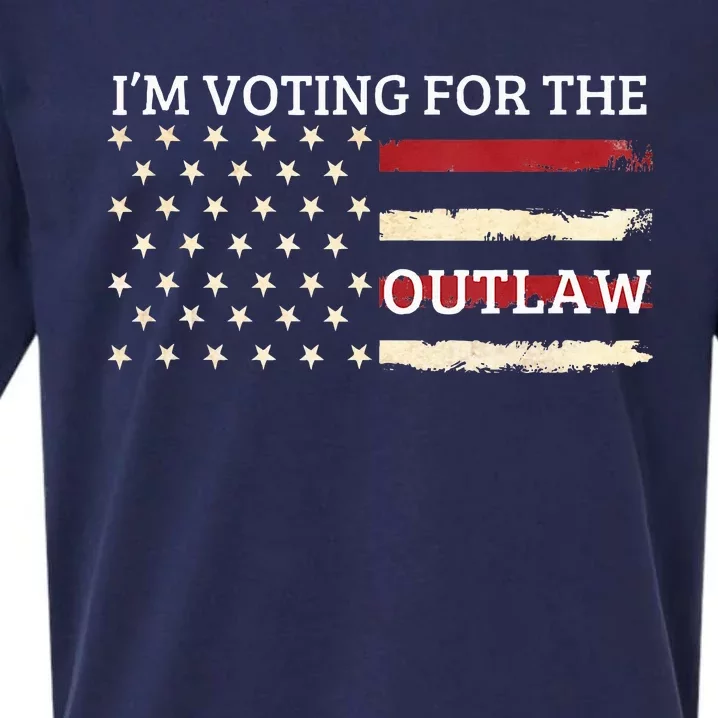 IM Voting For The Outlaw 2024 American Flag Sueded Cloud Jersey T-Shirt