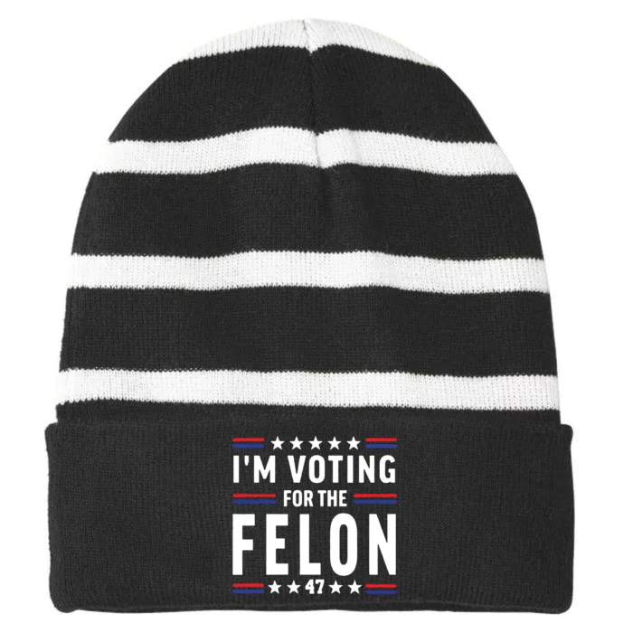 IM Voting For The Felon Striped Beanie with Solid Band