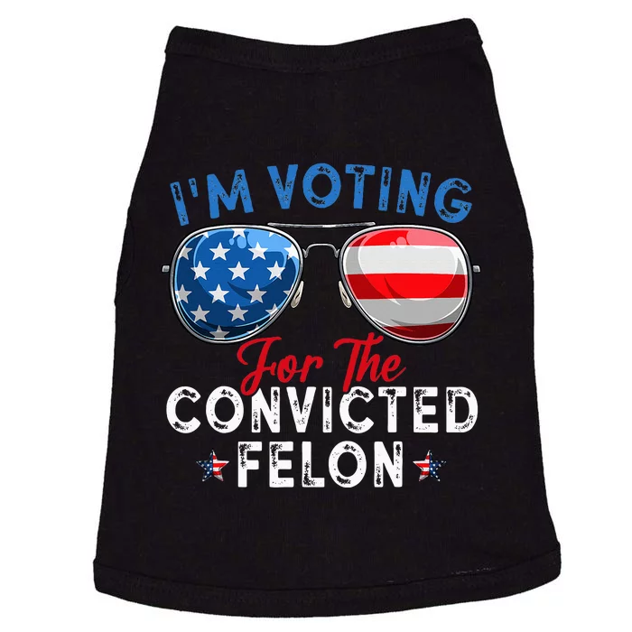 IM Voting For The Convicted Felon Funny Retro American Flag Doggie Tank