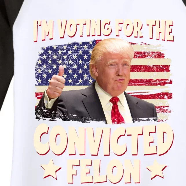 IM Voting For The Convicted Felon 2024 Women's Tri-Blend 3/4-Sleeve Raglan Shirt