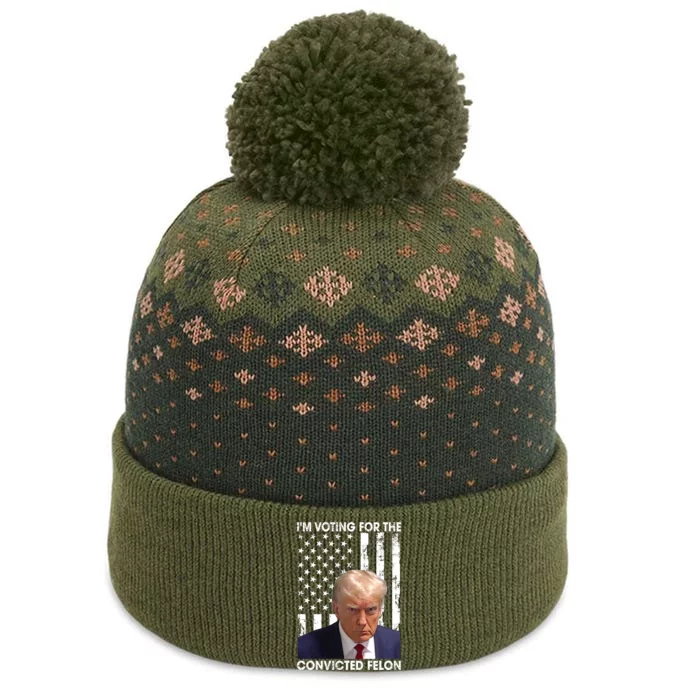 IM Voting For The Convicted Felon Funny Trump 2024 Election Gift The Baniff Cuffed Pom Beanie