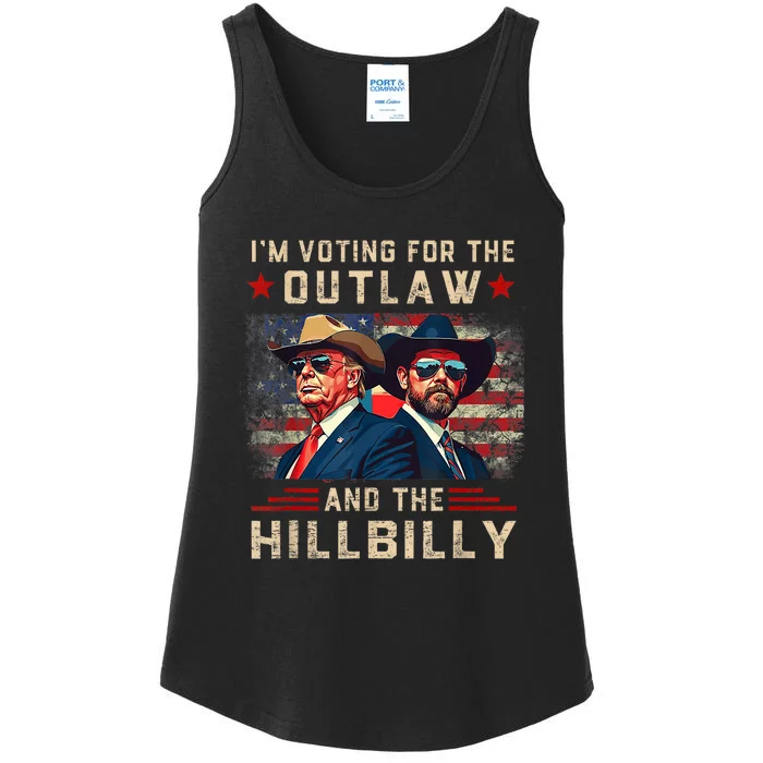 IM Voting For The Outlaw And The Hillbilly Trump Vance 2024 Ladies Essential Tank