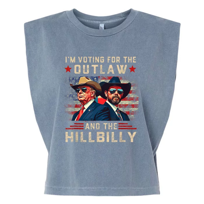 IM Voting For The Outlaw And The Hillbilly Trump Vance 2024 Garment-Dyed Women's Muscle Tee