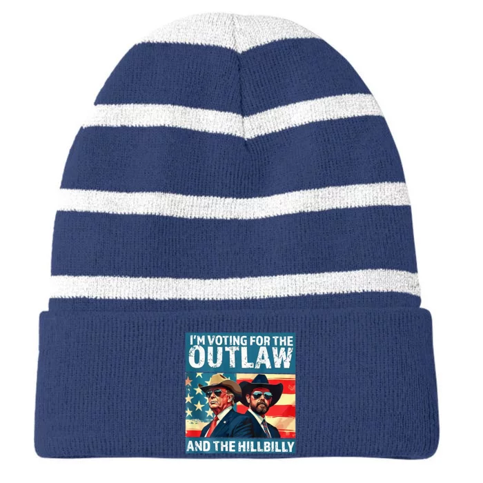 IM Voting For The Outlaw And The Hillbilly Striped Beanie with Solid Band