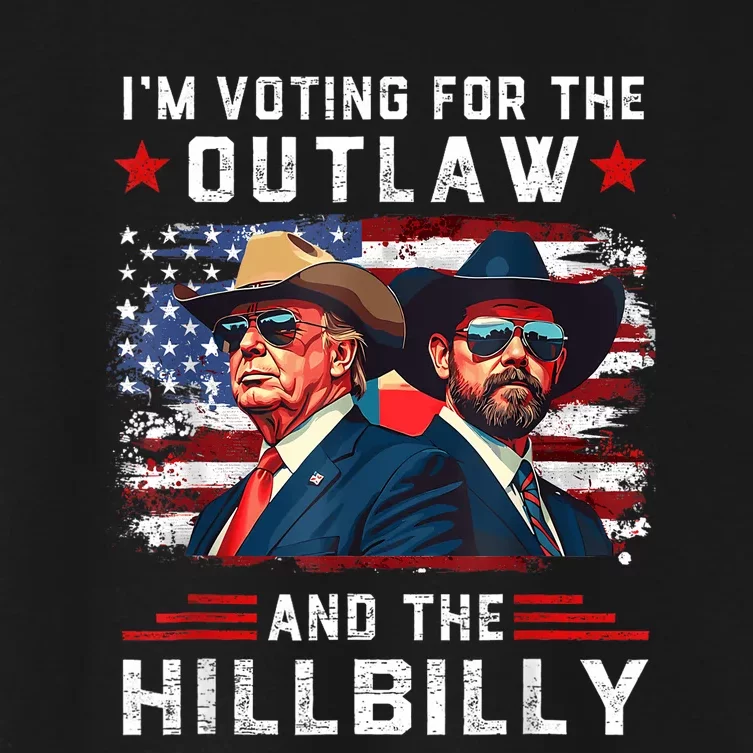 IM Voting For The Outlaw And The Hillbilly Trump Vance 2024 Women's Crop Top Tee