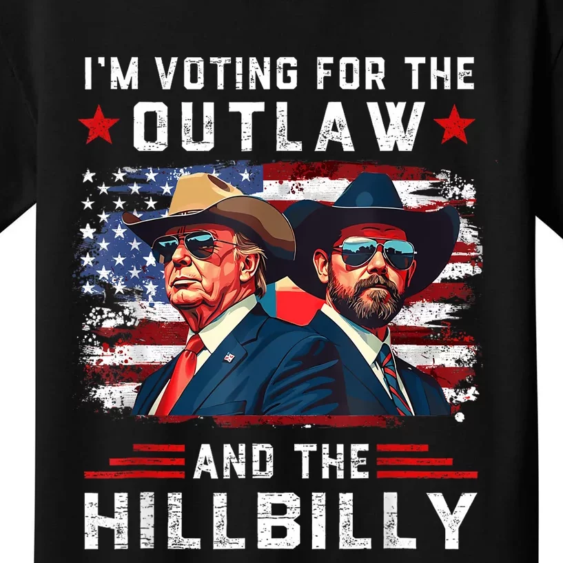 IM Voting For The Outlaw And The Hillbilly Trump Vance 2024 Kids T-Shirt