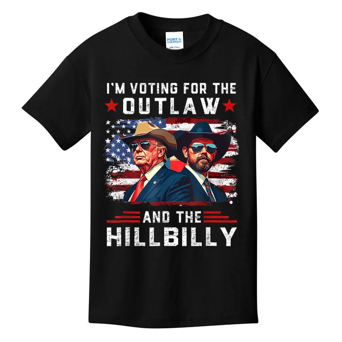 IM Voting For The Outlaw And The Hillbilly Trump Vance 2024 Kids T-Shirt