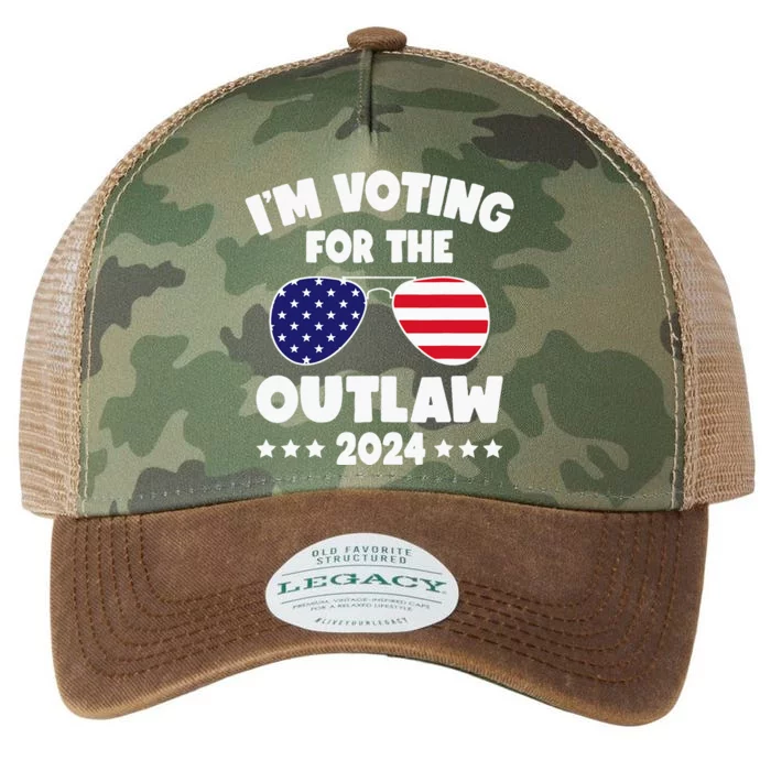 Im Voting For The Outlaw Funny Pro Trump Supporters 2024 Legacy Tie Dye Trucker Hat