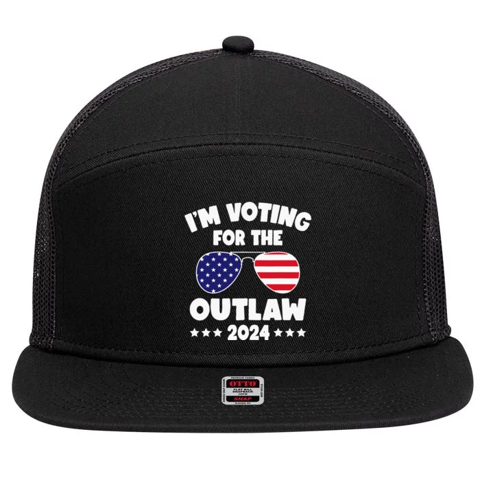 Im Voting For The Outlaw Funny Pro Trump Supporters 2024 7 Panel Mesh Trucker Snapback Hat