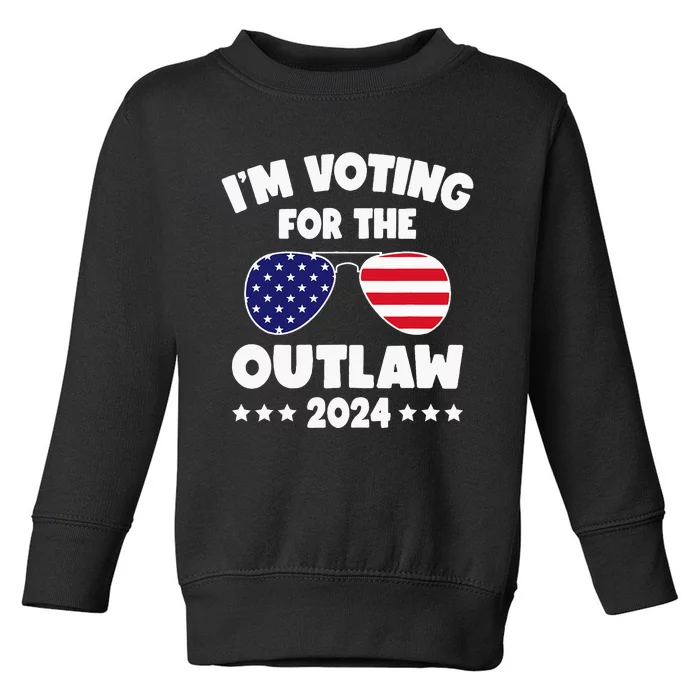 Im Voting For The Outlaw Funny Pro Trump Supporters 2024 Toddler Sweatshirt