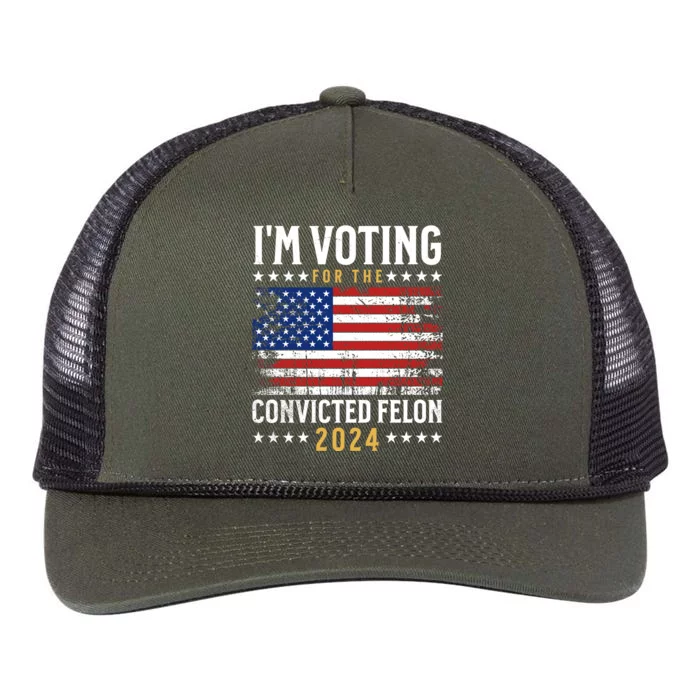 IM Voting For The Convicted Felon 2024 Retro Rope Trucker Hat Cap