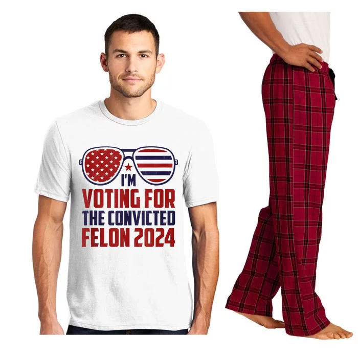 Im Voting For A Felon In 2024 Us Flag Sunglasses Pro Trump Pajama Set