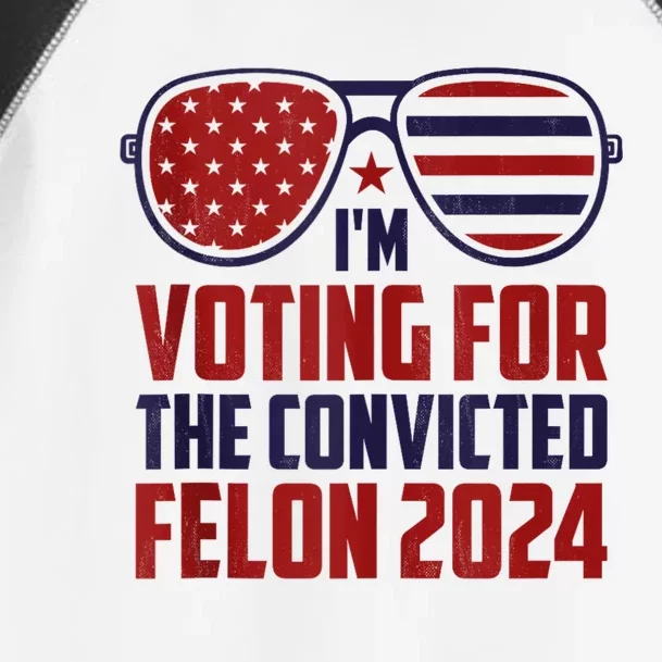 Im Voting For A Felon In 2024 Us Flag Sunglasses Pro Trump Toddler Fine Jersey T-Shirt