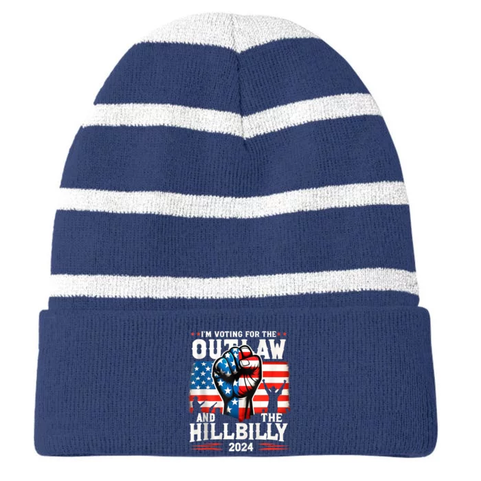 IM Voting For The Outlaw And The Hillbilly 2024 Striped Beanie with Solid Band