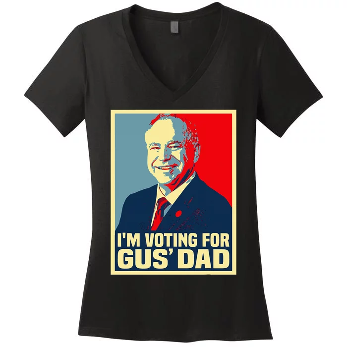 IM Voting For Gus Dad Vote Tim Walz 2024 Waltz Women's V-Neck T-Shirt