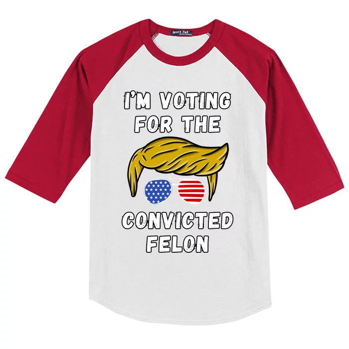 IM Voting For The Convicted Felon 2024 Kids Colorblock Raglan Jersey