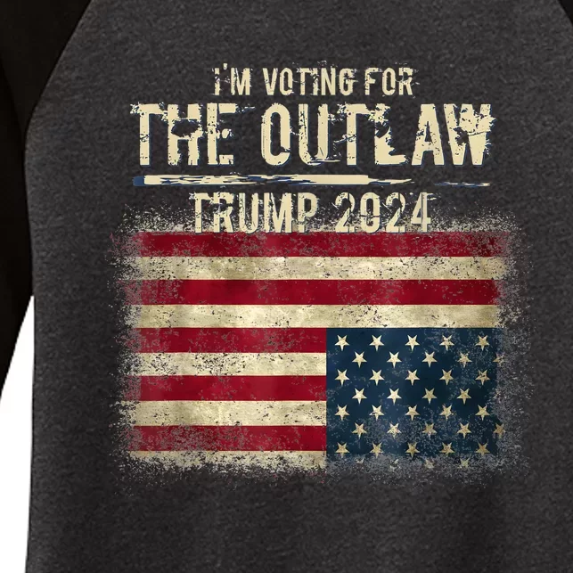 IM Voting For The Outlaw Trump 2024 Upsidedown Flag Women's Tri-Blend 3/4-Sleeve Raglan Shirt