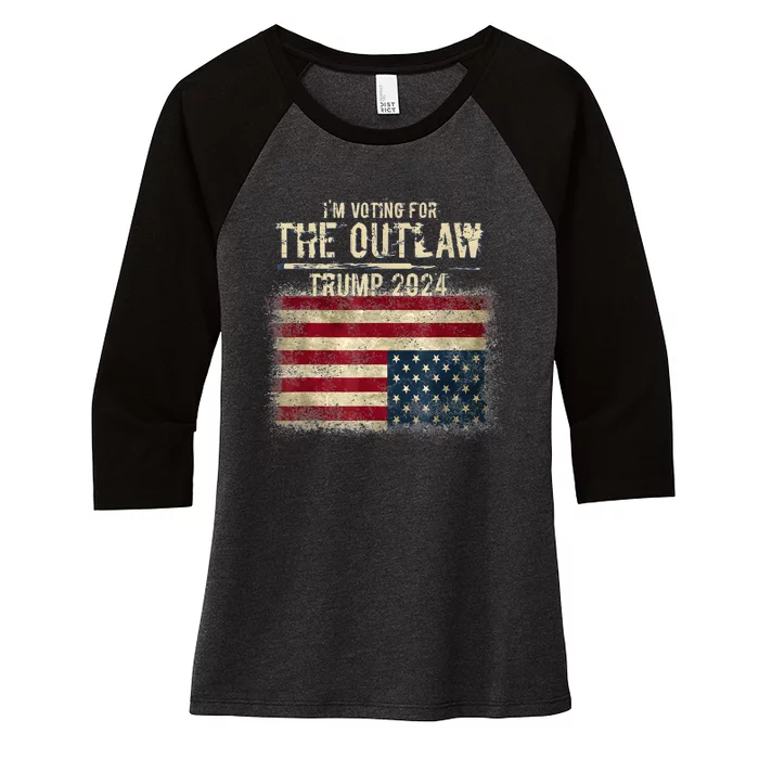 IM Voting For The Outlaw Trump 2024 Upsidedown Flag Women's Tri-Blend 3/4-Sleeve Raglan Shirt