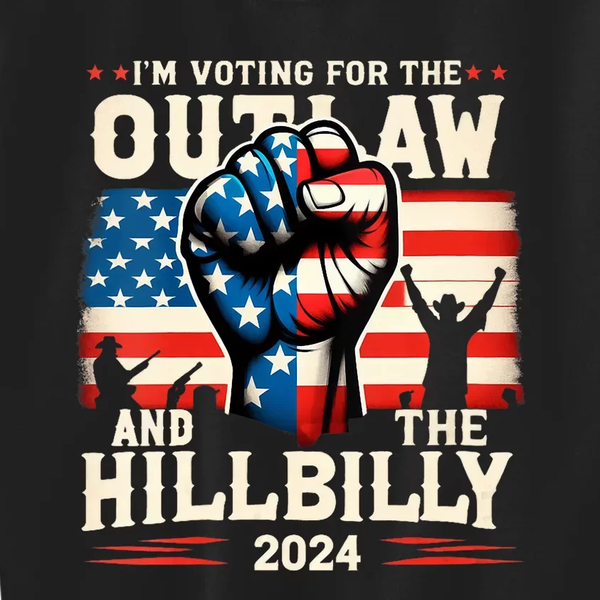 Im Voting For The Outlaw And The Hillbilly 2024 Us Flag Kids Sweatshirt