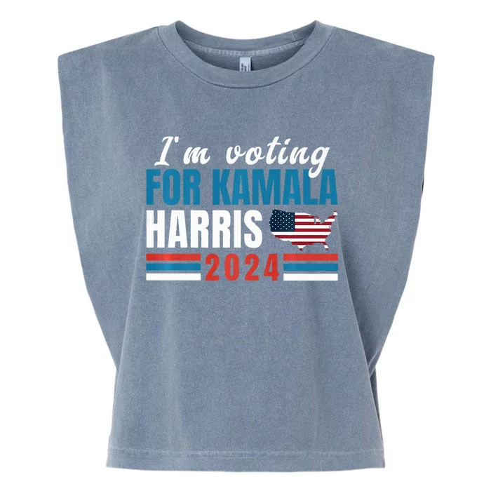 IM Voting For Kamala Harris Veterans For Tim Walz 2024 Usa Premium Garment-Dyed Women's Muscle Tee