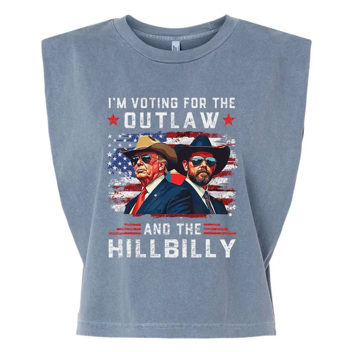 IM Voting For The Outlaw And The Hillbilly Trump Vance 2024 Garment-Dyed Women's Muscle Tee