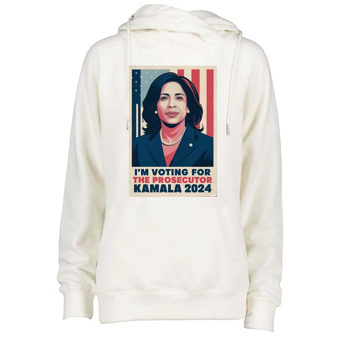 Im Voting For The Prosecutor Kamala 2024 Usa Flag Background Womens Funnel Neck Pullover Hood