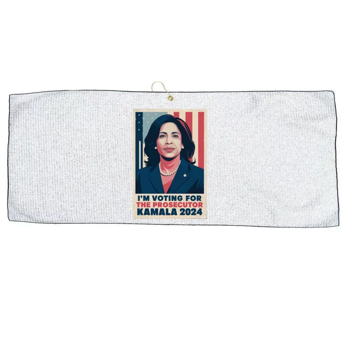 Im Voting For The Prosecutor Kamala 2024 Usa Flag Background Large Microfiber Waffle Golf Towel