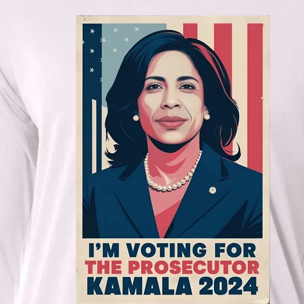 Im Voting For The Prosecutor Kamala 2024 Usa Flag Background Cooling Performance Long Sleeve Crew