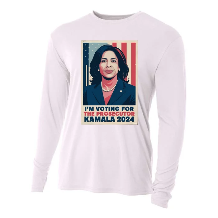 Im Voting For The Prosecutor Kamala 2024 Usa Flag Background Cooling Performance Long Sleeve Crew