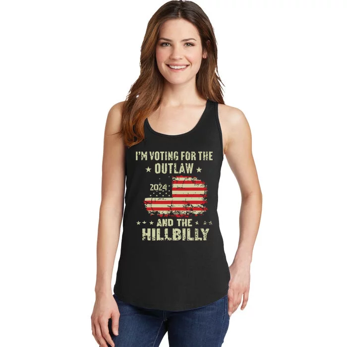 Im Voting For The Outlaw And The Hillbilly 2024 Us Flag Ladies Essential Tank