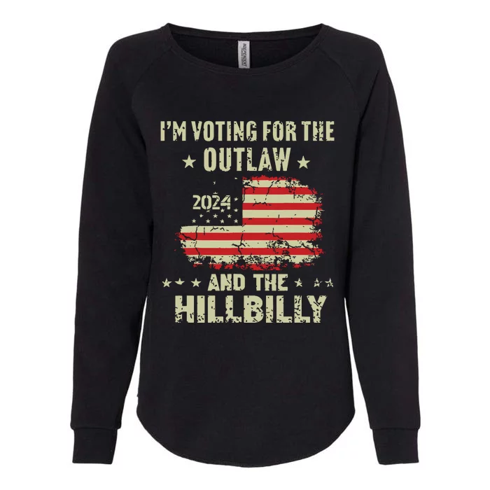 Im Voting For The Outlaw And The Hillbilly 2024 Us Flag Womens California Wash Sweatshirt