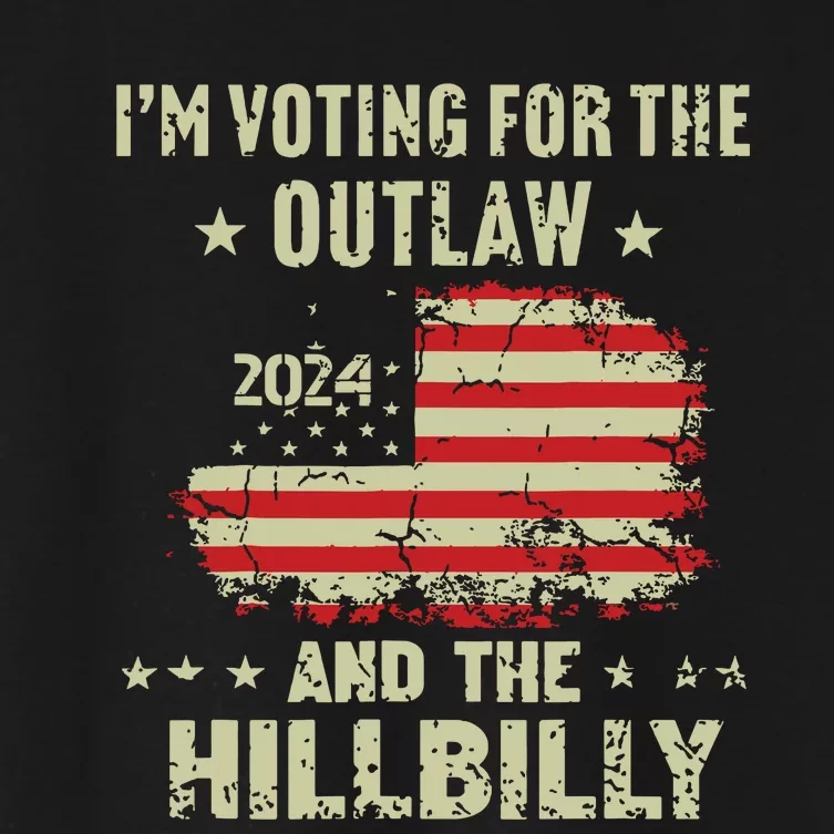 Im Voting For The Outlaw And The Hillbilly 2024 Us Flag Women's Crop Top Tee