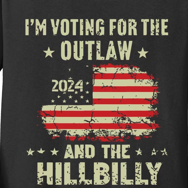 Im Voting For The Outlaw And The Hillbilly 2024 Us Flag Kids Long Sleeve Shirt