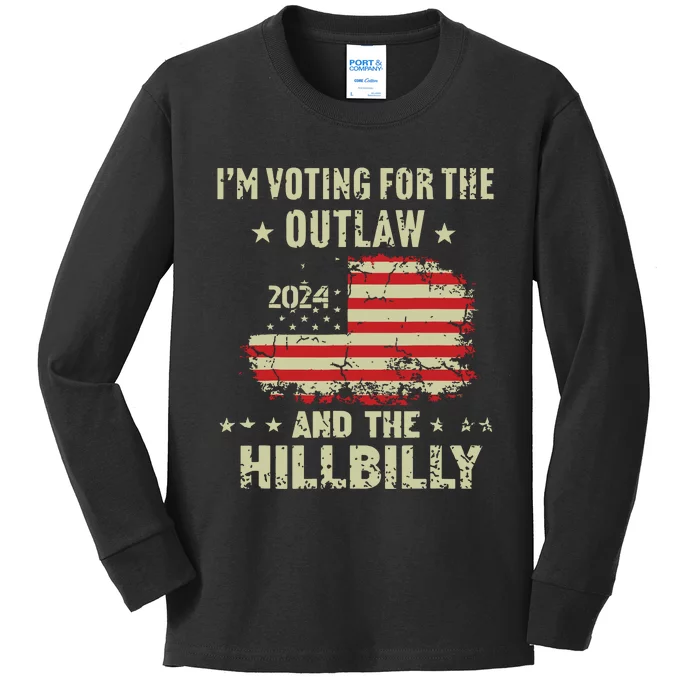 Im Voting For The Outlaw And The Hillbilly 2024 Us Flag Kids Long Sleeve Shirt