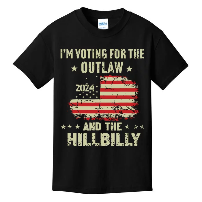 Im Voting For The Outlaw And The Hillbilly 2024 Us Flag Kids T-Shirt