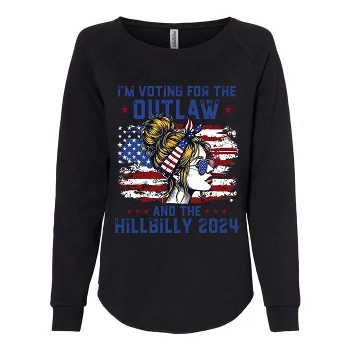 Im Voting For The Outlaw And The Hillbilly 2024 Us Flag Womens California Wash Sweatshirt