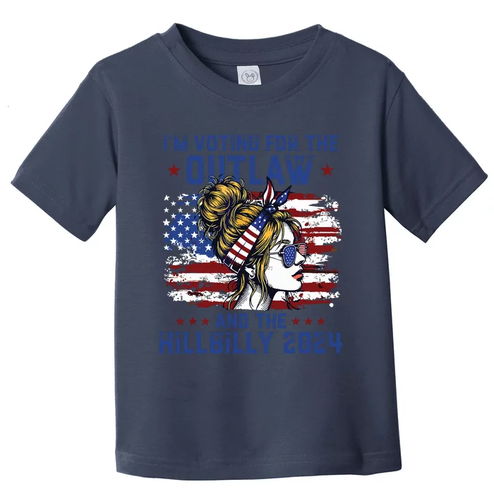 Im Voting For The Outlaw And The Hillbilly 2024 Us Flag Toddler T-Shirt