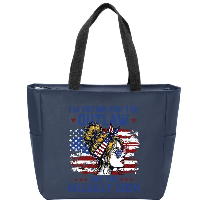 Im Voting For The Outlaw And The Hillbilly 2024 Us Flag Zip Tote Bag