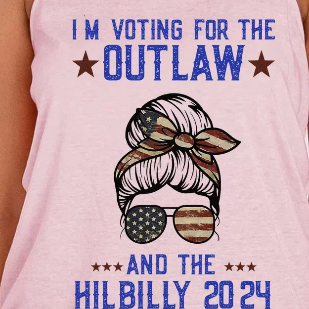 IM Voting For The Outlaw And The Hillbilly 2024 Women's Knotted Racerback Tank