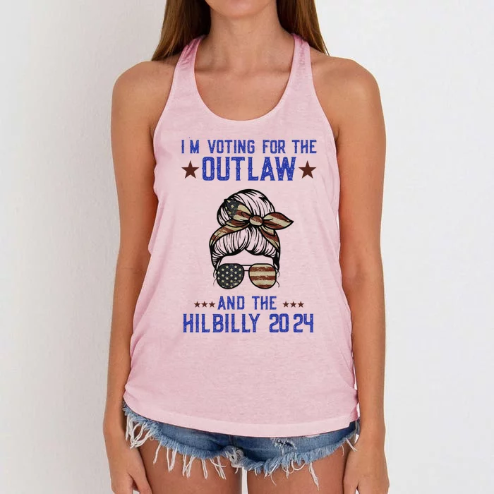 IM Voting For The Outlaw And The Hillbilly 2024 Women's Knotted Racerback Tank